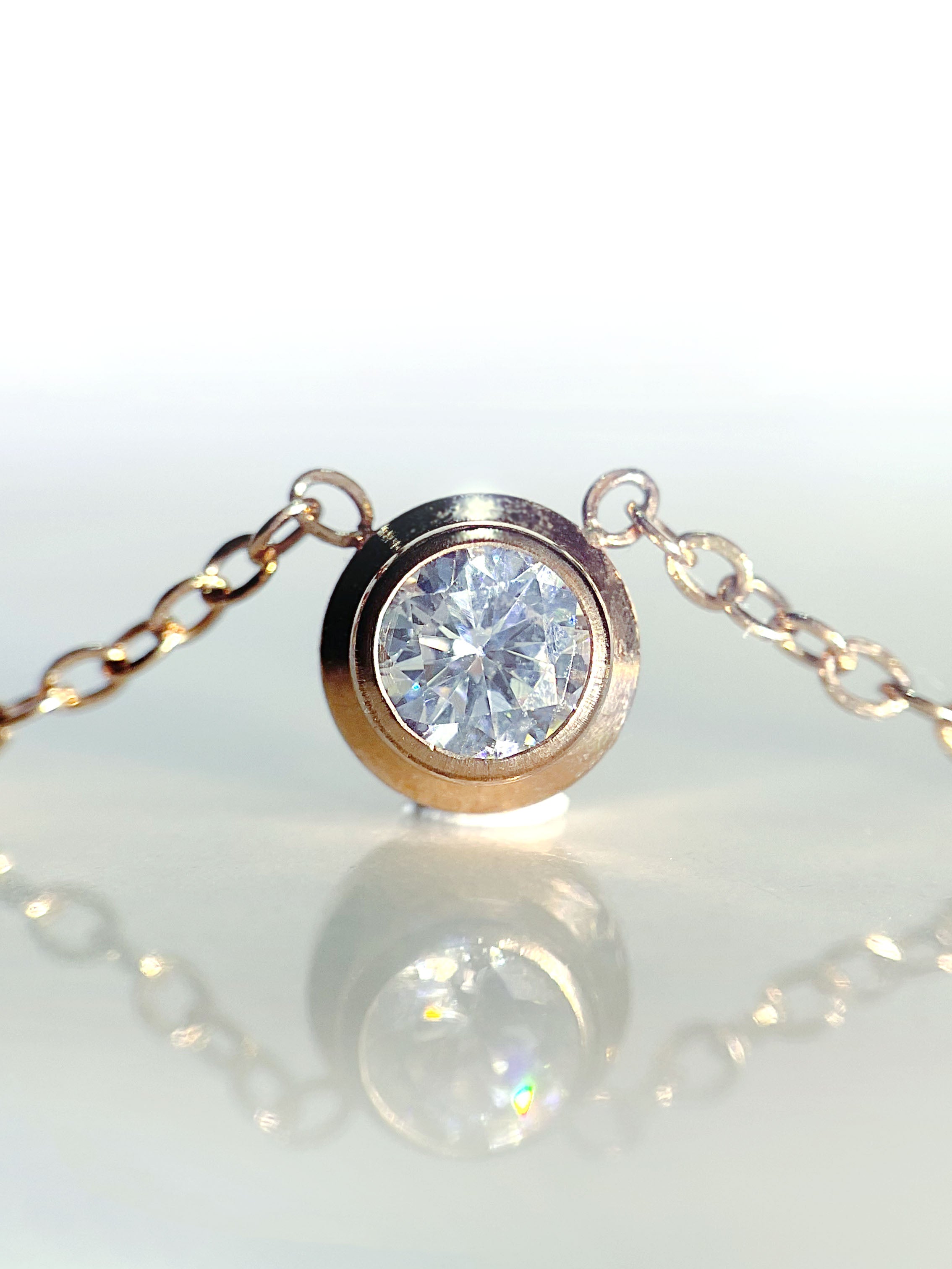 • Diamond Bezel Necklace | Mini Diamond Necklace | Diamond Solitaire Necklace •