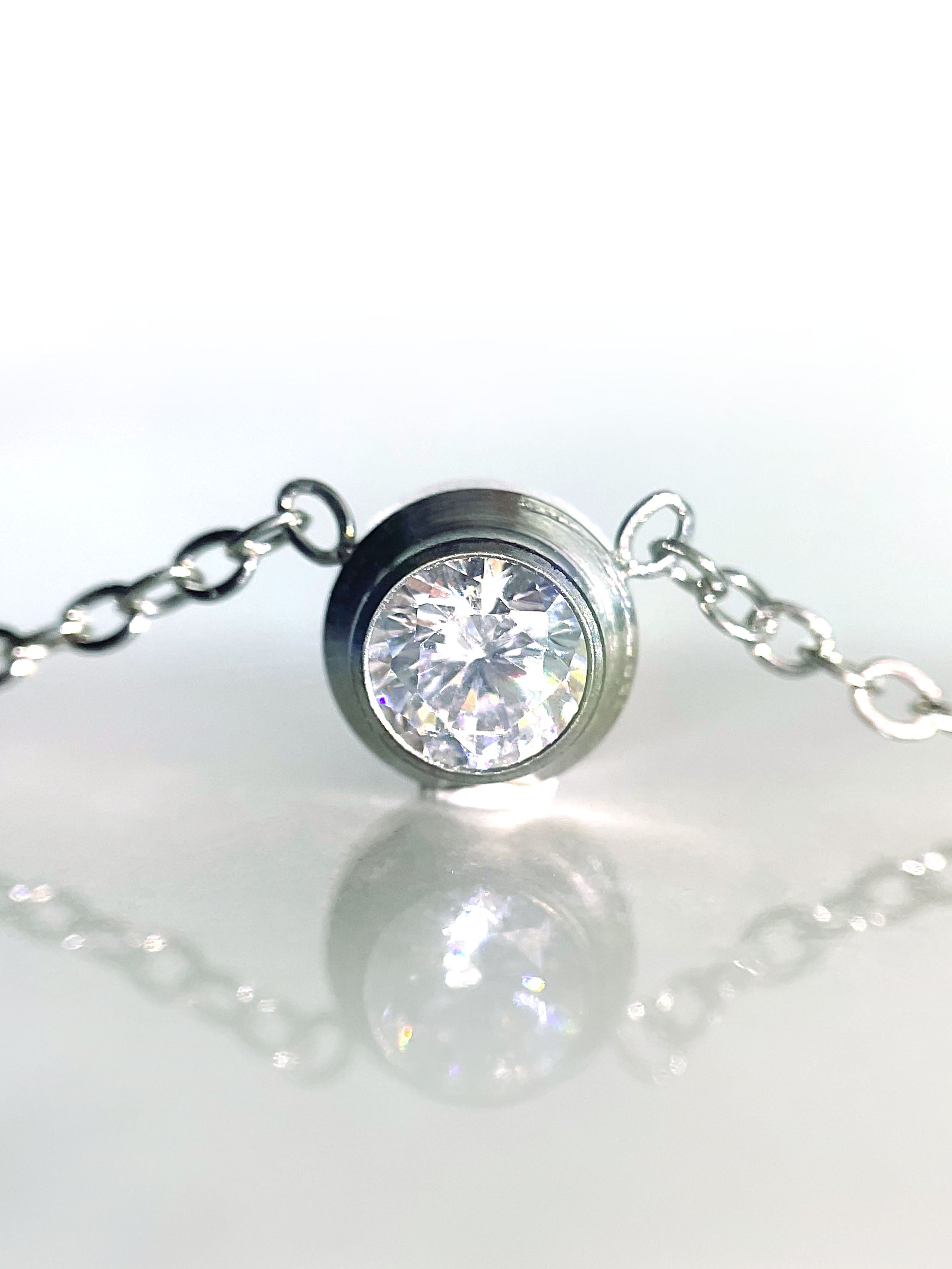 • Diamond Bezel Necklace | Mini Diamond Necklace | Diamond Solitaire Necklace •