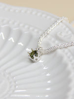 Load image into Gallery viewer, • Round Olive Diamond Pendant Necklace | Vintage Crystal Necklace | Sparkle Twist Chain •
