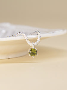 • Round Olive Diamond Pendant Necklace | Vintage Crystal Necklace | Sparkle Twist Chain •