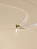 Load image into Gallery viewer, • Round Olive Diamond Pendant Necklace | Vintage Crystal Necklace | Sparkle Twist Chain •
