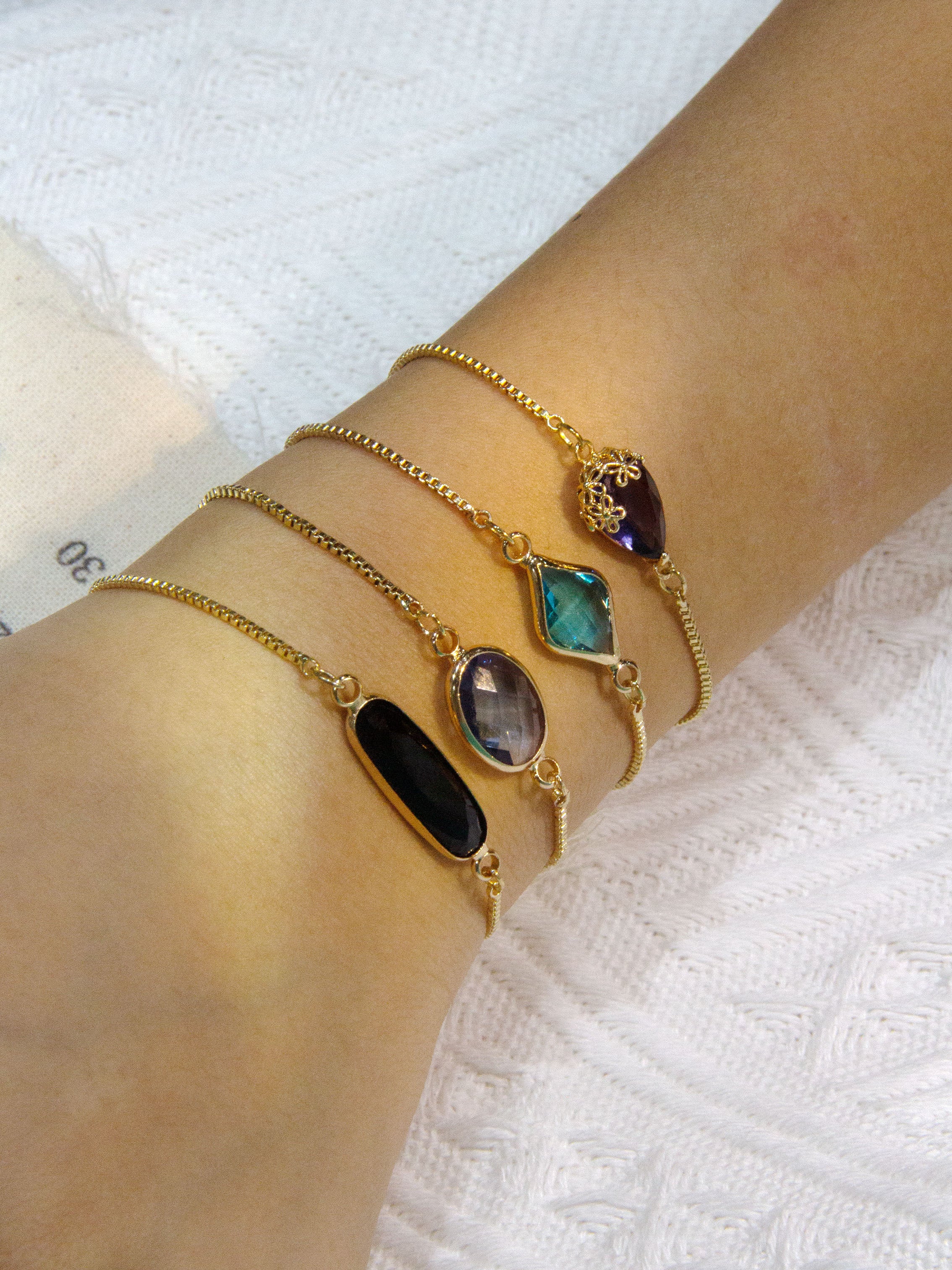 • Crystal Bracelet | Diamond Shape Gold Bracelet | Teardrop Shape Bracelet •