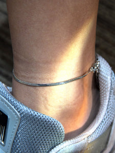 •Silver Minimalist Snake Chain Anklet •