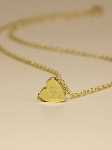 • Tiny Gold Heart Initial Necklace | Personalised Tiny Heart | Initial Necklace For Girls •