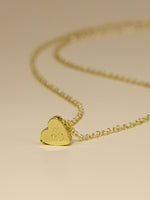 Load image into Gallery viewer, • Tiny Gold Heart Initial Necklace | Personalised Tiny Heart | Initial Necklace For Girls •
