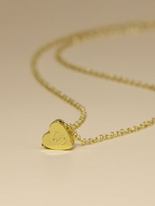 • Tiny Gold Heart Initial Necklace | Personalised Tiny Heart | Initial Necklace For Girls •