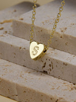 Load image into Gallery viewer, • Tiny Gold Heart Initial Necklace | Personalised Tiny Heart | Initial Necklace For Girls •
