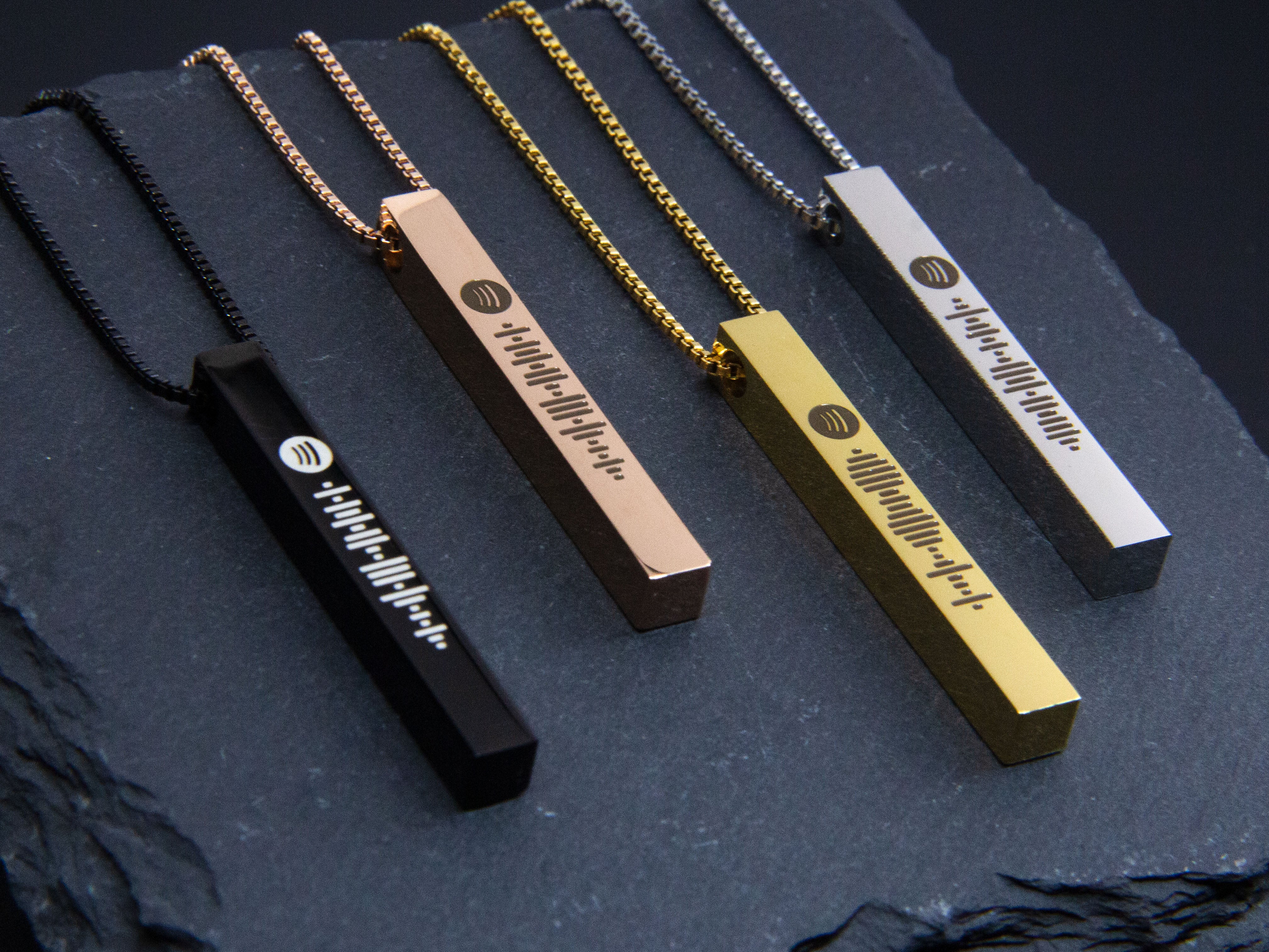 • Spotify Music Engraved Pendant | Meaningful Special Necklace | Soundwave Pendant | Bar Pendant •