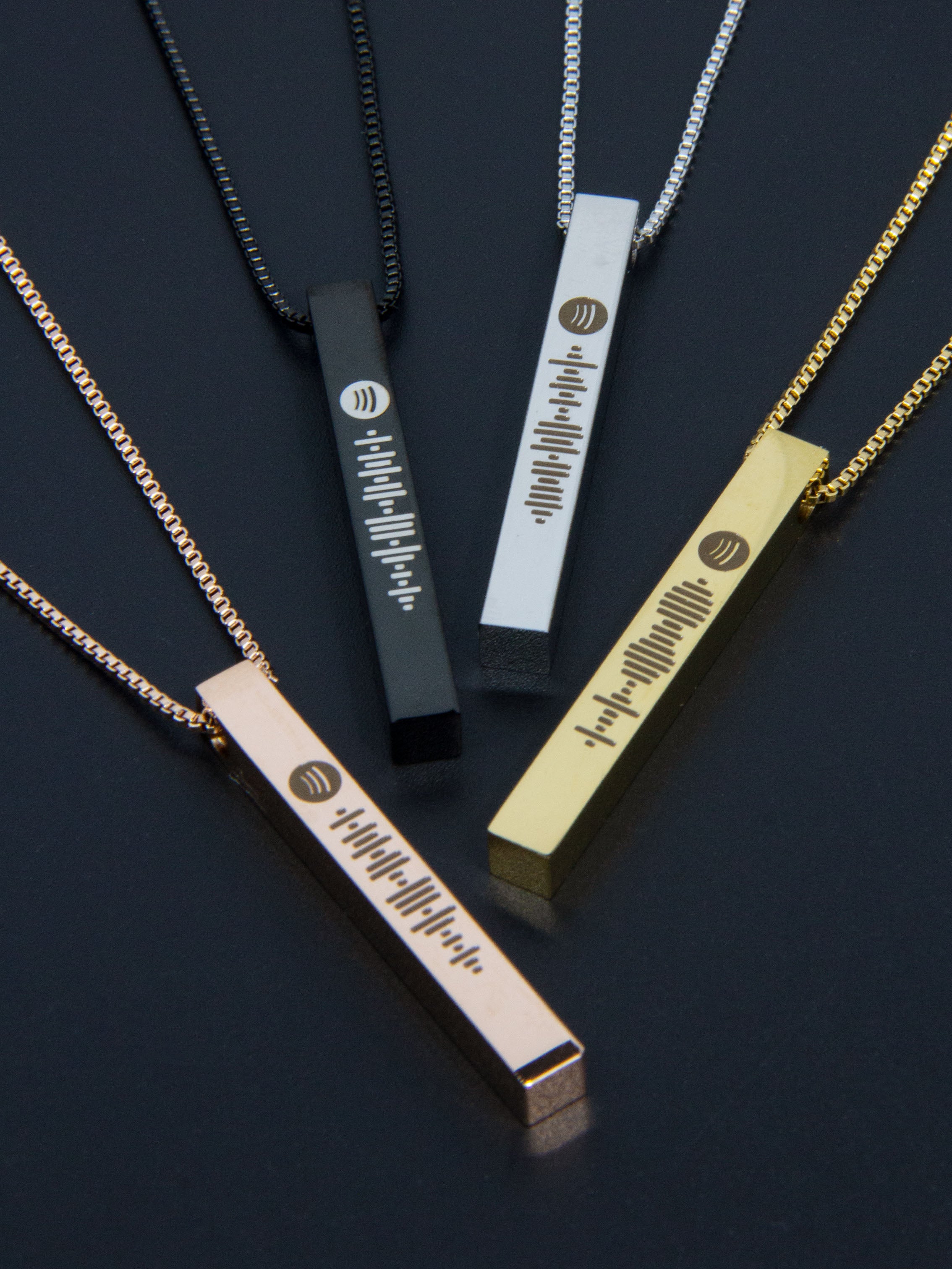 • Spotify Music Engraved Pendant | Meaningful Special Necklace | Soundwave Pendant | Bar Pendant •