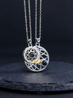 Load image into Gallery viewer, • Sun &amp; Moon Photo Projection Necklace | Memorial Photo Necklace | Photo Pendant •
