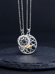 • Sun & Moon Photo Projection Necklace | Memorial Photo Necklace | Photo Pendant •