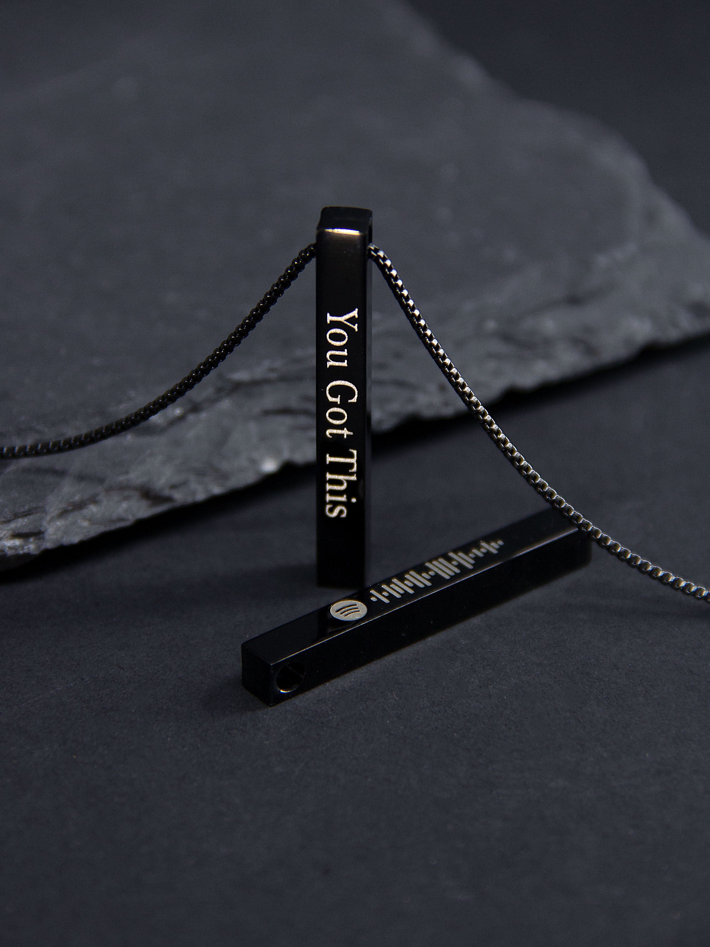 • Spotify Music Engraved Pendant | Meaningful Special Necklace | Soundwave Pendant | Bar Pendant •