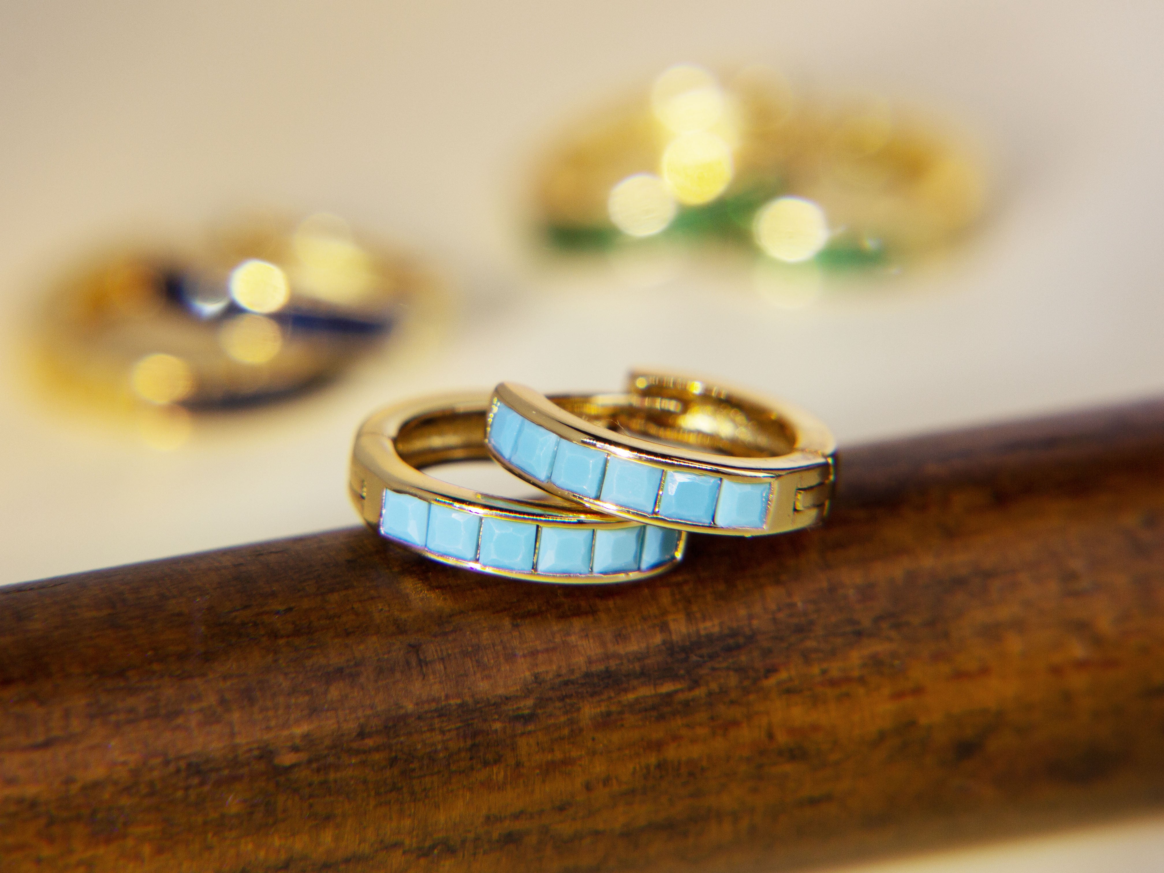 • Gemstone Huggie Earrings | Gemstone Hoop Earring | Gold Gemstone Earrings | •