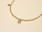 Load image into Gallery viewer, • Baguette Diamond Gold Necklace | 18K Gold | Geometric Charm Pendant •
