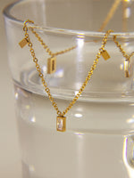 Load image into Gallery viewer, • Baguette Diamond Gold Necklace | 18K Gold | Geometric Charm Pendant •
