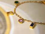 Load image into Gallery viewer, • Baguette Rainbow Gemstone Bracelet | 18K Gold Bracelet | Summer Bracelet •
