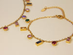 Load image into Gallery viewer, • Baguette Rainbow Gemstone Bracelet | 18K Gold Bracelet | Summer Bracelet •
