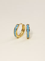 Load image into Gallery viewer, • Gemstone Huggie Earrings | Gemstone Hoop Earring | Gold Gemstone Earrings | •
