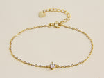 Load image into Gallery viewer, • Diamond Solitaire Bracelet Swarovski Style Chain Gold Dainty Bracelet •
