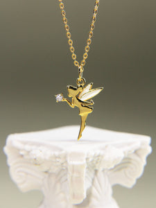 • Fairy Necklace Neverland Tinkerbell Necklace Fairytale Diamond Jewelry •