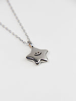 Load image into Gallery viewer, • Smiling Star Necklace Smiley Face Necklace Sterling Silver Pendant Jewelry •
