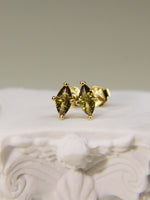 Load image into Gallery viewer, • Olive Marquise Earrings Vintage Style Ear Studs Gold Tiny Diamond Earring •
