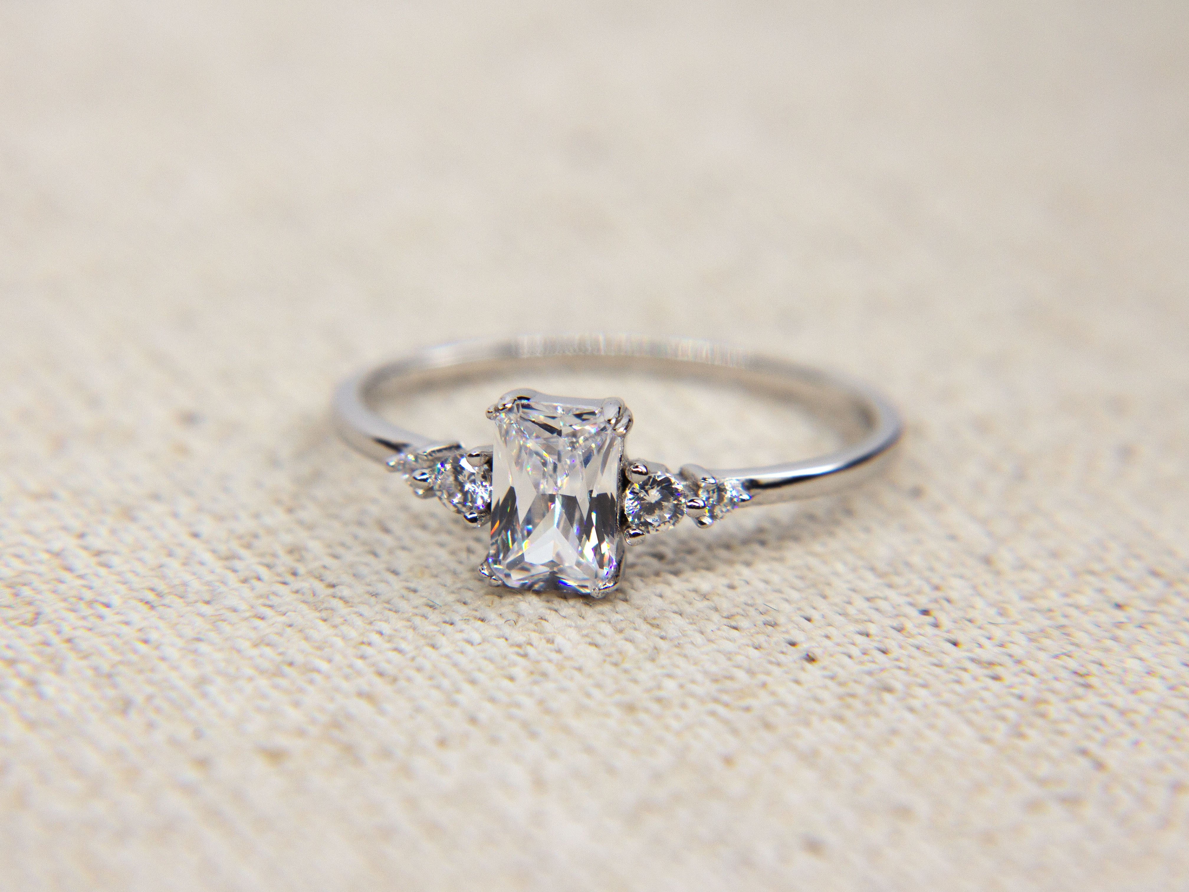 • Princess Emerald Diamond Ring | Moissanite Diamond Ring | Elegant Engagement Ring •