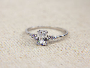 • Princess Emerald Diamond Ring | Moissanite Diamond Ring | Elegant Engagement Ring •