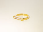 Load image into Gallery viewer, • Gold Line Ring  | Mother Of Pearl Ring | Dainty Mother Of Pearl Bar Ring  •
