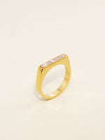 Load image into Gallery viewer, • Gold Line Ring  | Mother Of Pearl Ring | Dainty Mother Of Pearl Bar Ring  •
