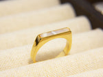 Load image into Gallery viewer, • Gold Line Ring  | Mother Of Pearl Ring | Dainty Mother Of Pearl Bar Ring  •
