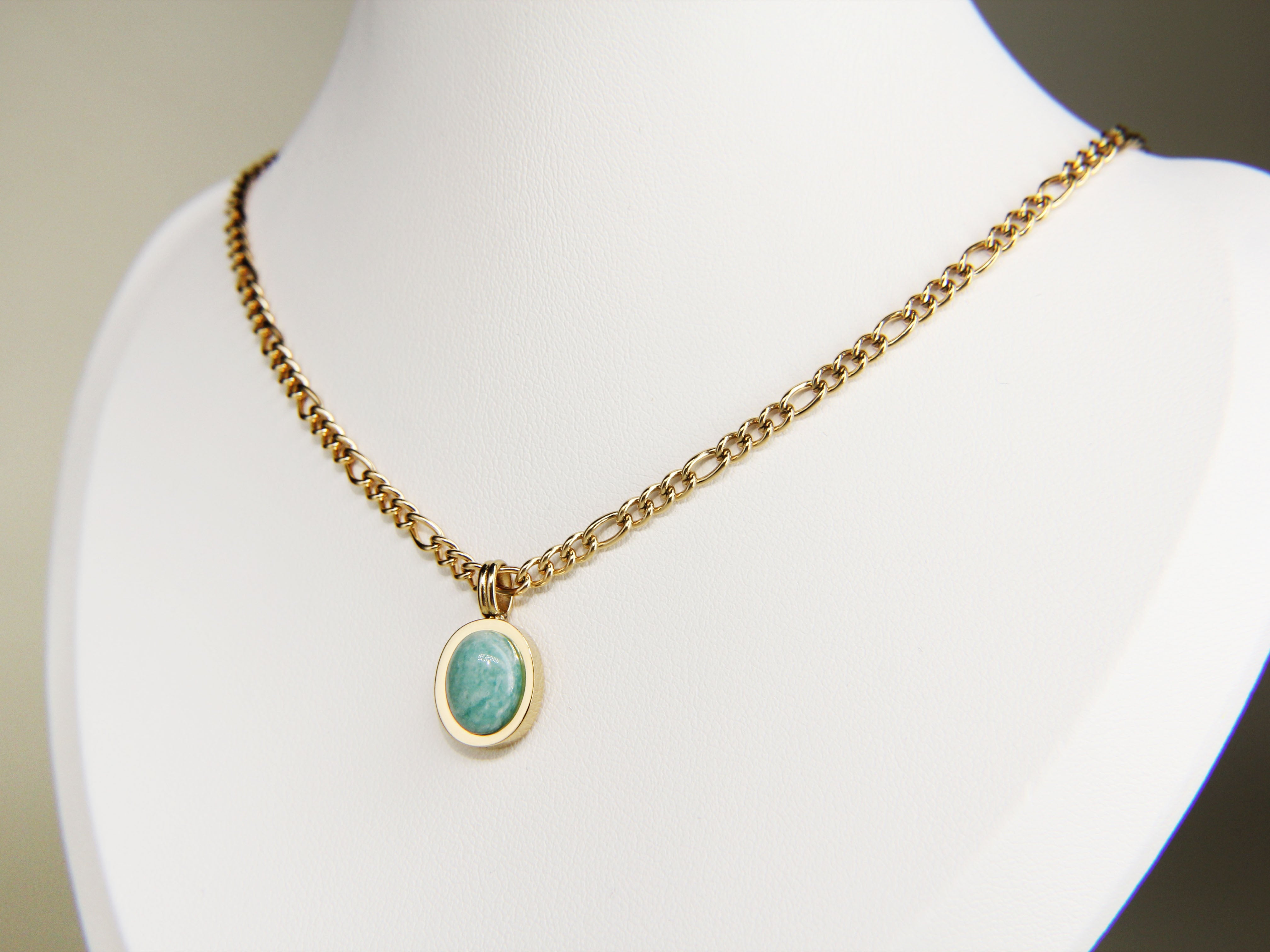 • Amazonite Pendant Necklace | Dainty Amazonite Jewelry |Amazonite Gold Pendant •