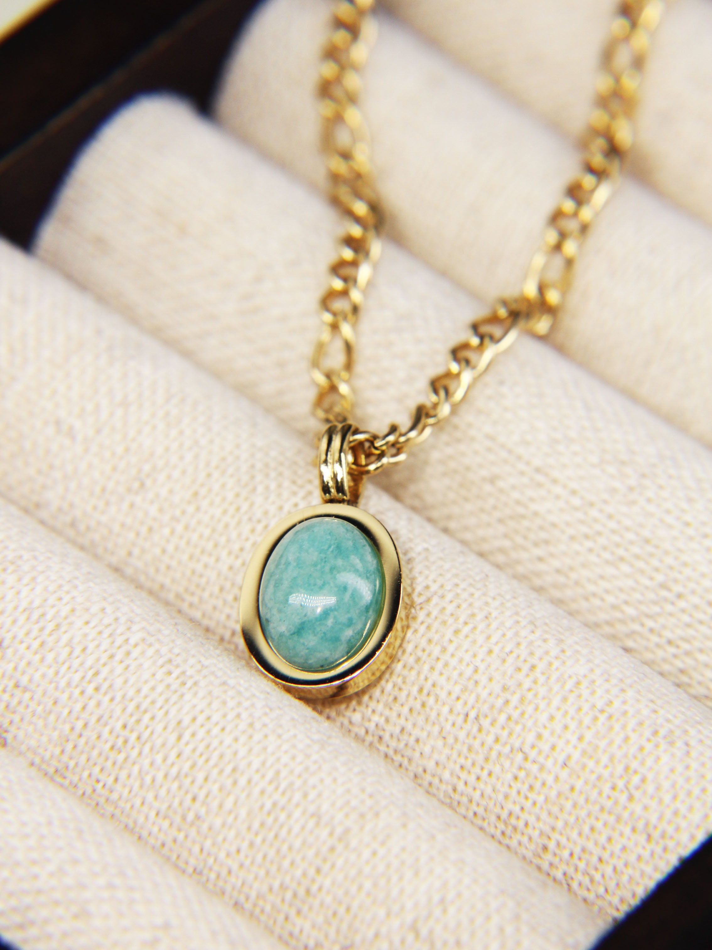 • Amazonite Pendant Necklace | Dainty Amazonite Jewelry |Amazonite Gold Pendant •