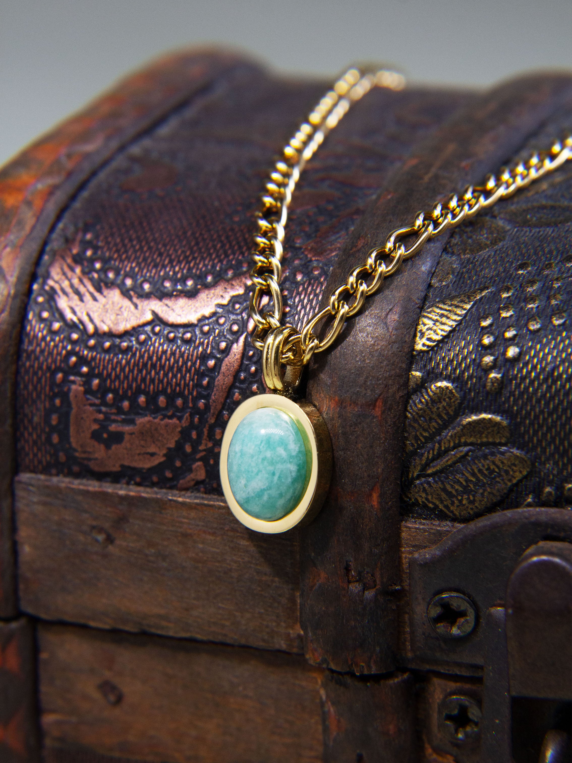 • Amazonite Pendant Necklace | Dainty Amazonite Jewelry |Amazonite Gold Pendant •