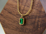 Load image into Gallery viewer, • Emerald Gemstone Necklace | 18K Gold Vintage Necklace| Emerald Pendant Necklace •
