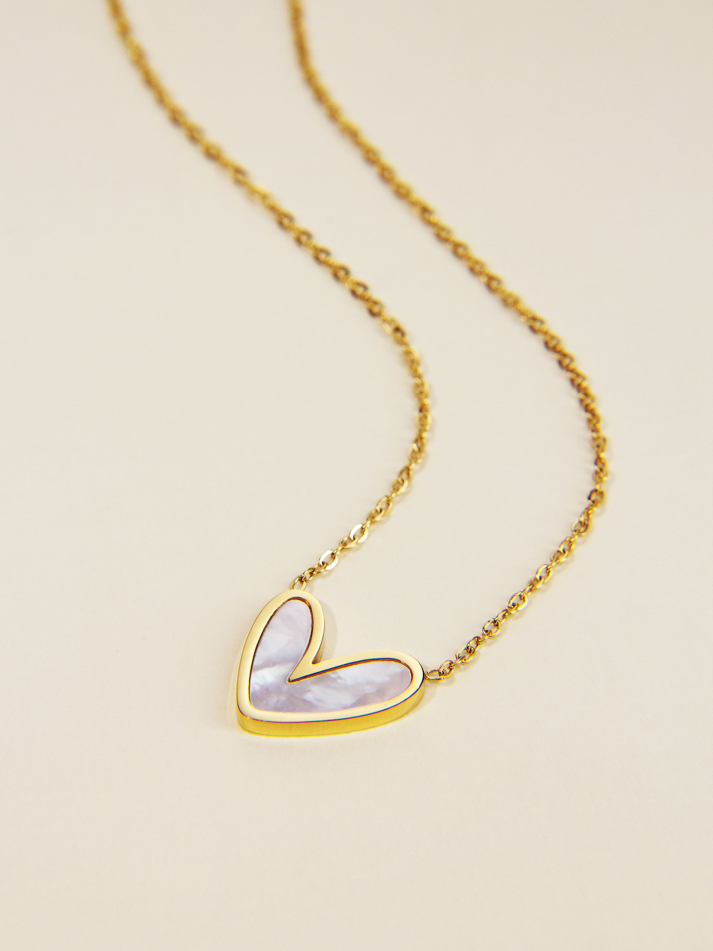 • White Shell Heart Pendant Necklace | Mother Of Pearl Heart Jewelry | White Fritillaria Necklace •