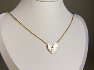 • White Shell Heart Pendant Necklace | Mother Of Pearl Heart Jewelry | White Fritillaria Necklace •