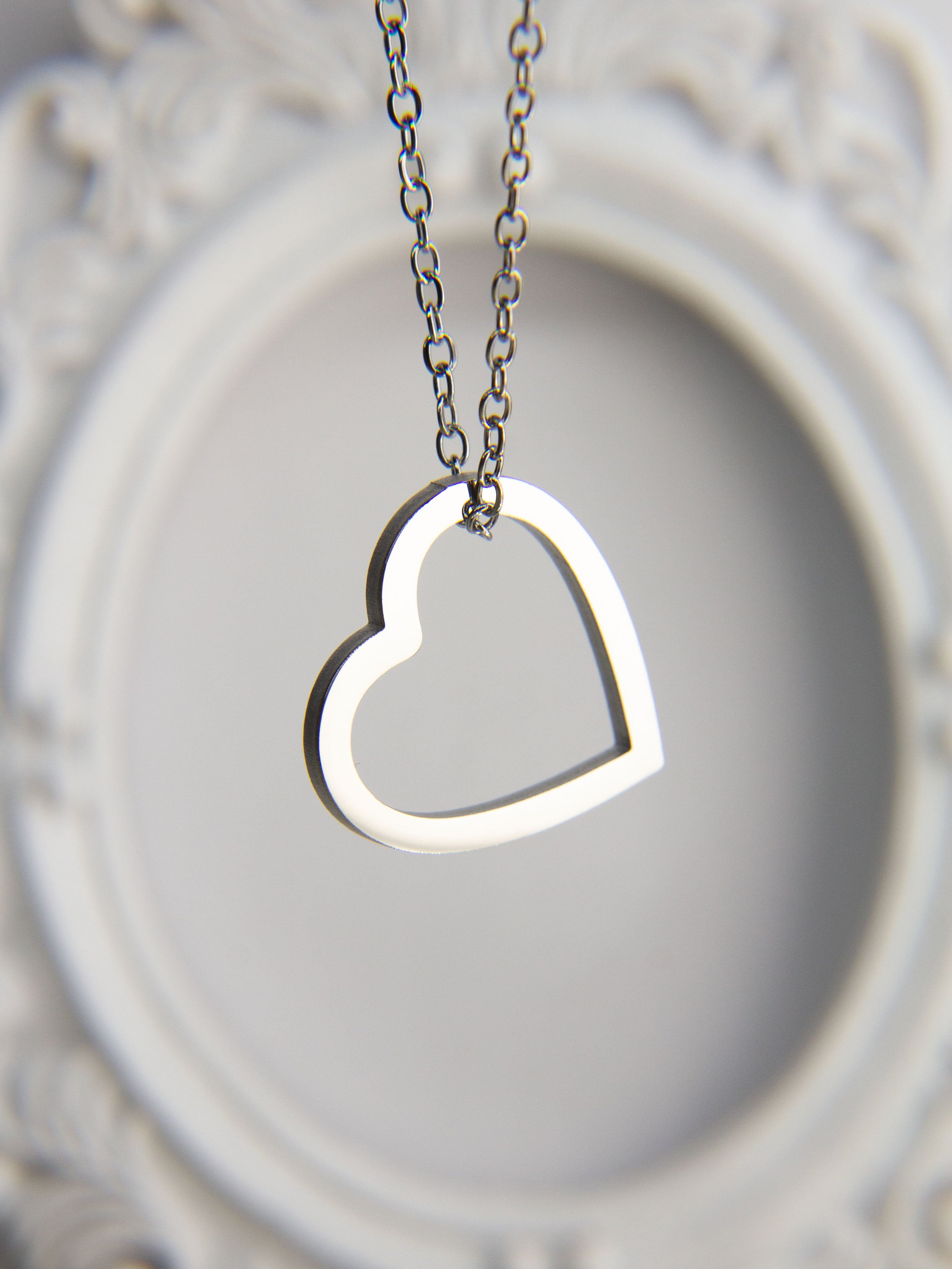 • Open Heart Pendant Necklace | Dainty Heart Jewelry | Love Heart Pendant •