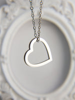 Load image into Gallery viewer, • Open Heart Pendant Necklace | Dainty Heart Jewelry | Love Heart Pendant •
