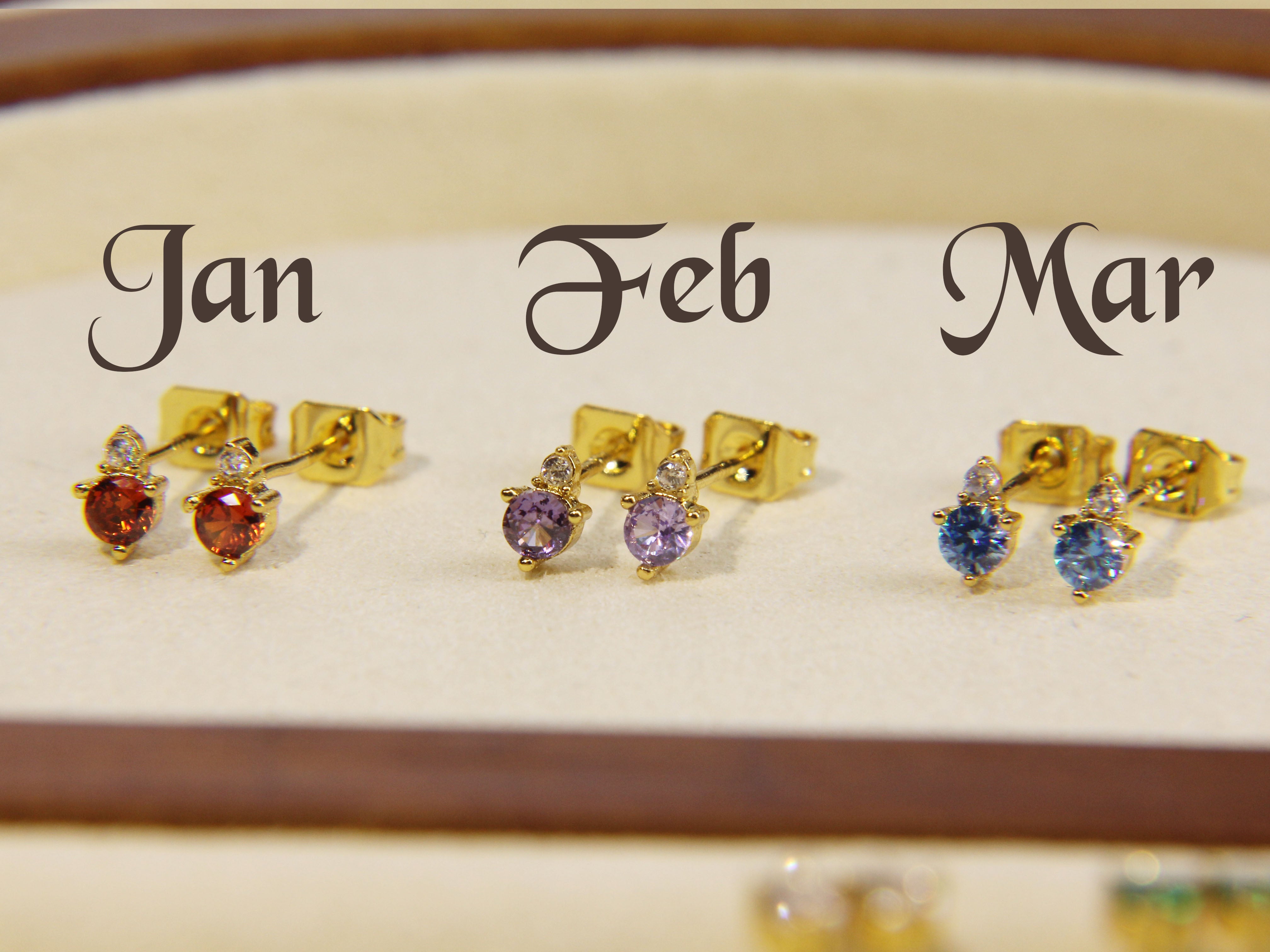 • Diamond Birthstone Stud Earrings | Tiny Birthstone Jewelry | Diamond Birthstone •