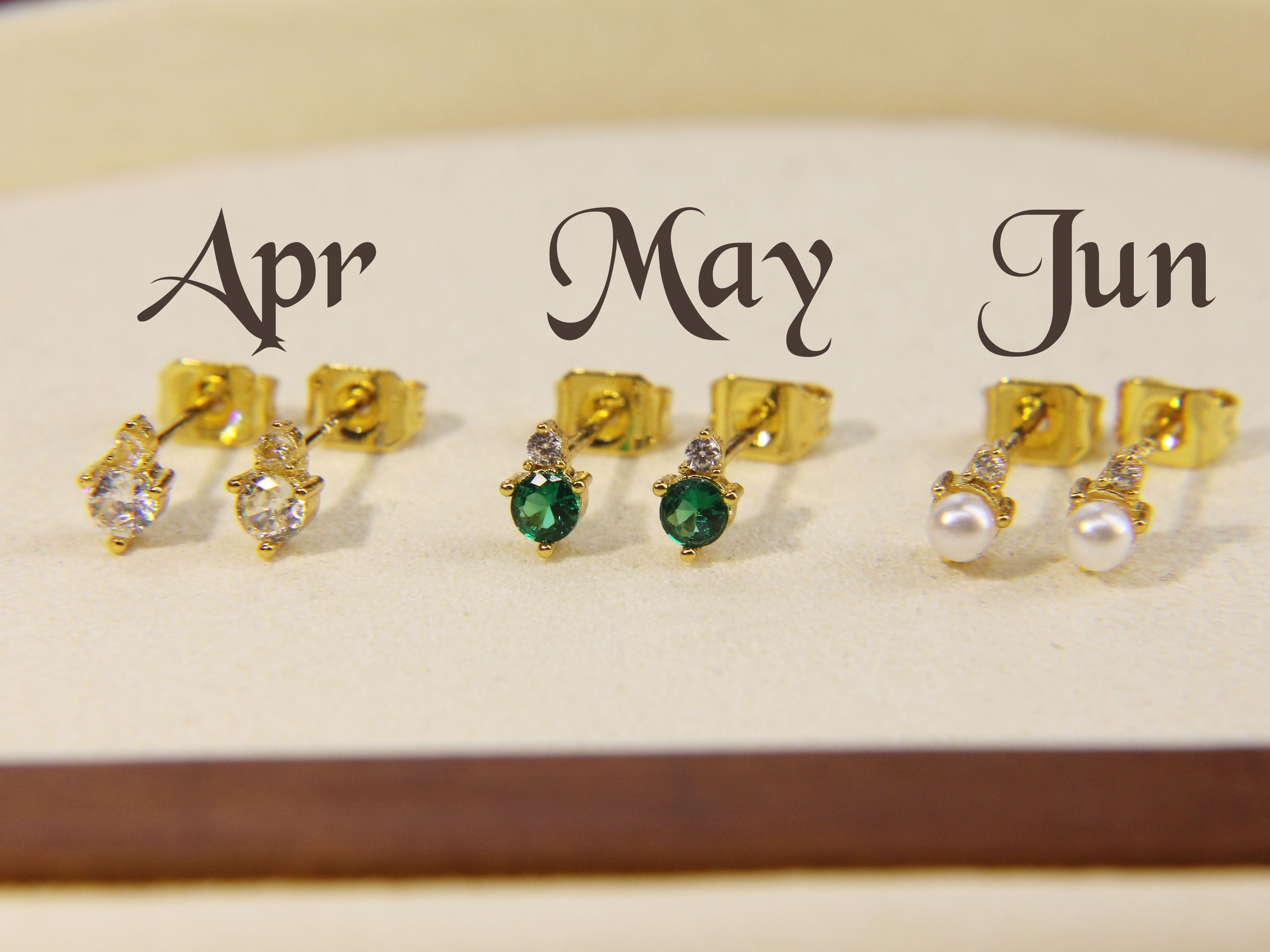 • Diamond Birthstone Stud Earrings | Tiny Birthstone Jewelry | Diamond Birthstone •