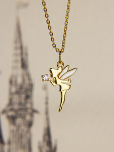 • Fairy Necklace Neverland Tinkerbell Necklace Fairytale Diamond Jewelry •