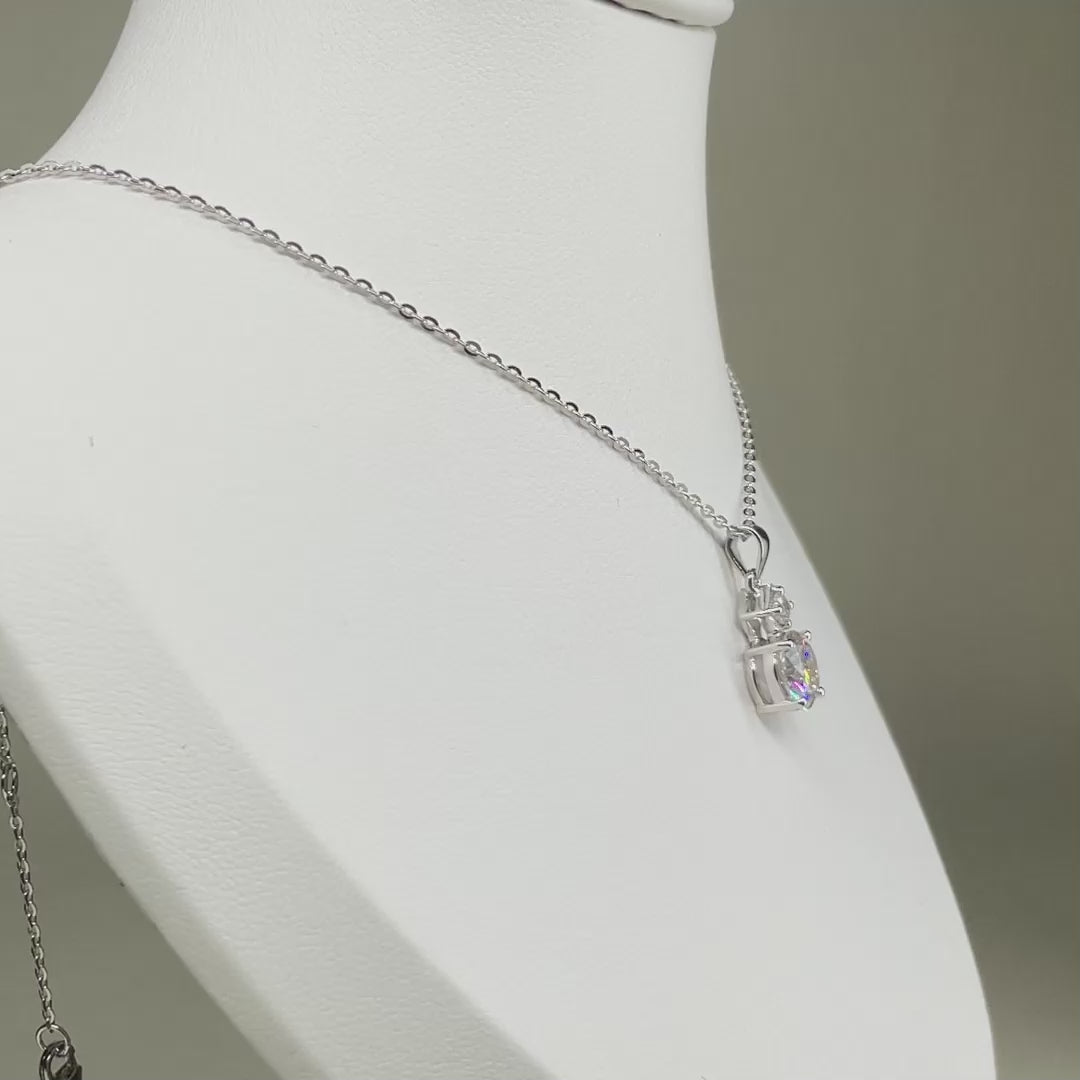 • 1ct Solitaire Moissanite Diamond Pendant Necklace •