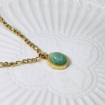 Load and play video in Gallery viewer, • Amazonite Pendant Necklace | Dainty Amazonite Jewelry |Amazonite Gold Pendant •
