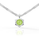 Load image into Gallery viewer, • Round Olive Diamond Pendant Necklace | Vintage Crystal Necklace | Sparkle Twist Chain •
