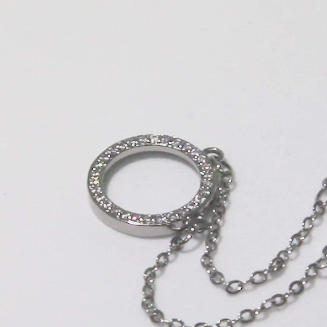 • Circle Paving CZ Diamond Necklace •