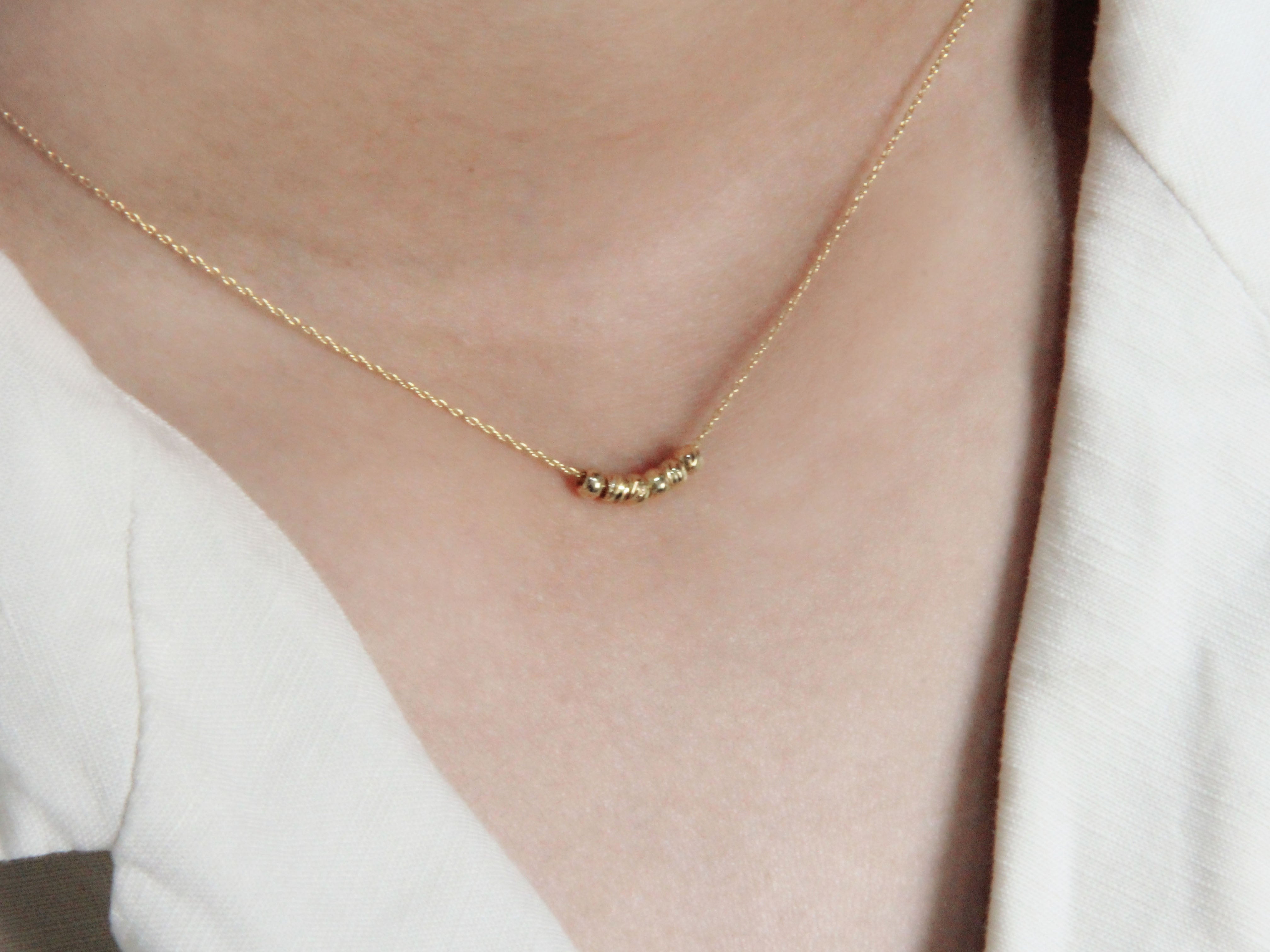 • Dainty & Minimalist Gold Beads Necklace • 