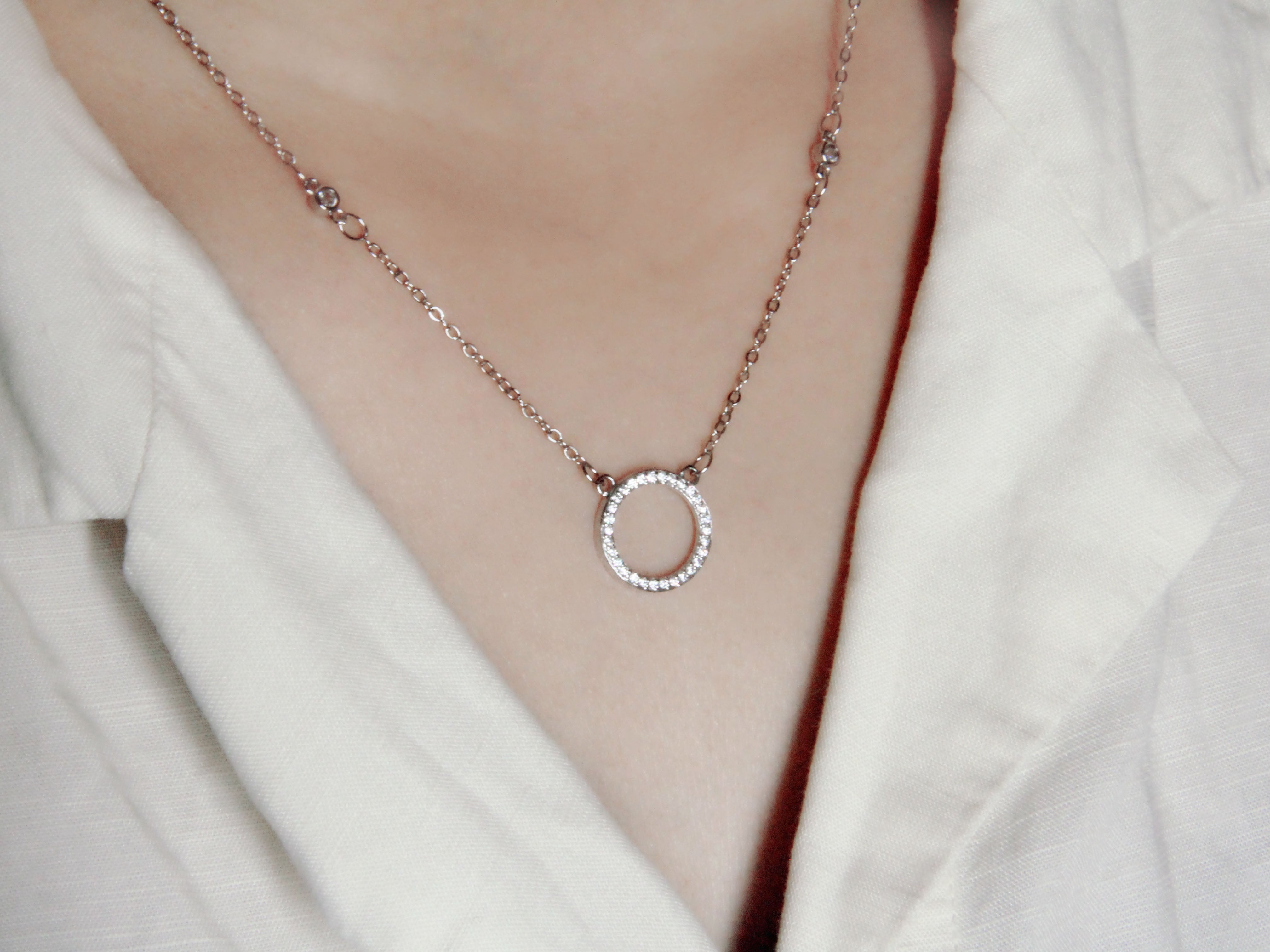 • Circle Paving CZ Diamond Necklace •