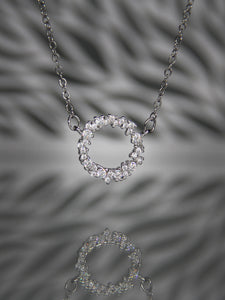 • Irregular Circle Paving CZ Diamond Necklace •