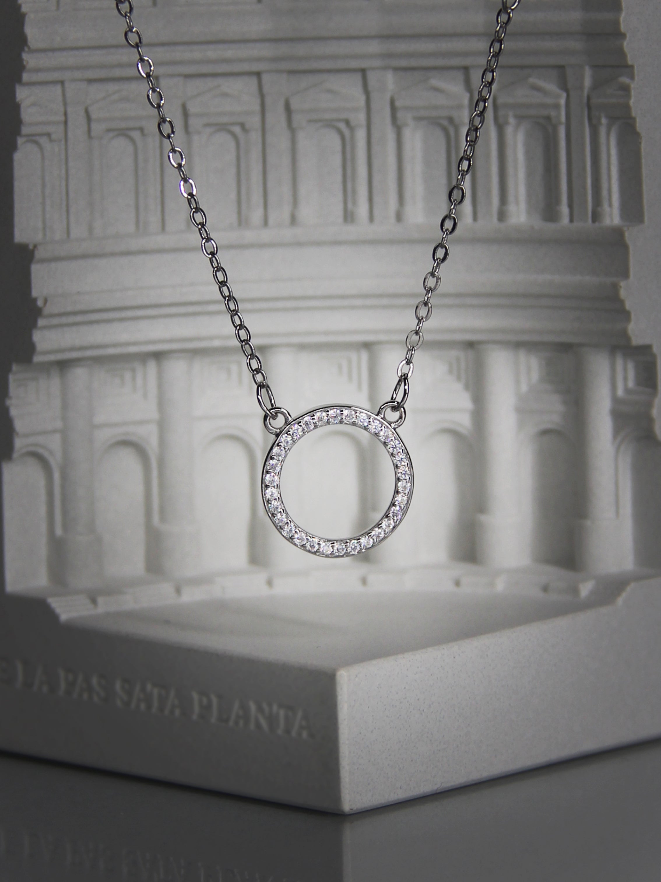 • Circle Paving CZ Diamond Necklace •